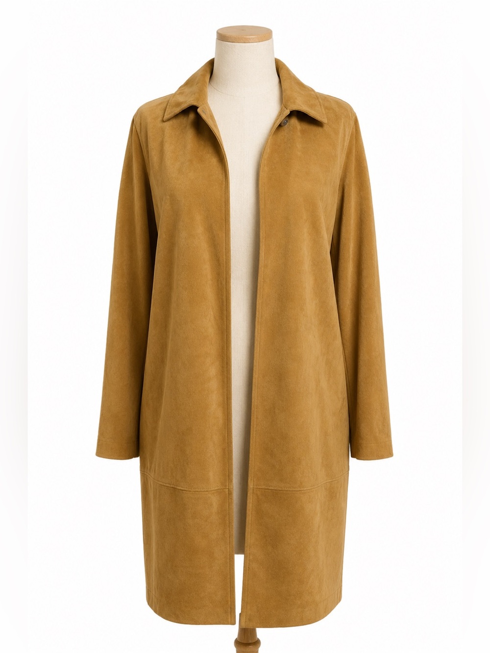 Philosophy Camel Faux Suede Trench Coat Minimalist Chic Jacket Size Small